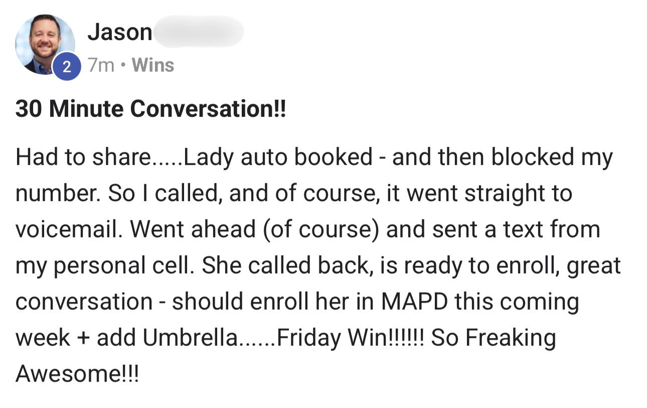 Anonymized Medicare Masters client-reported lead flow result