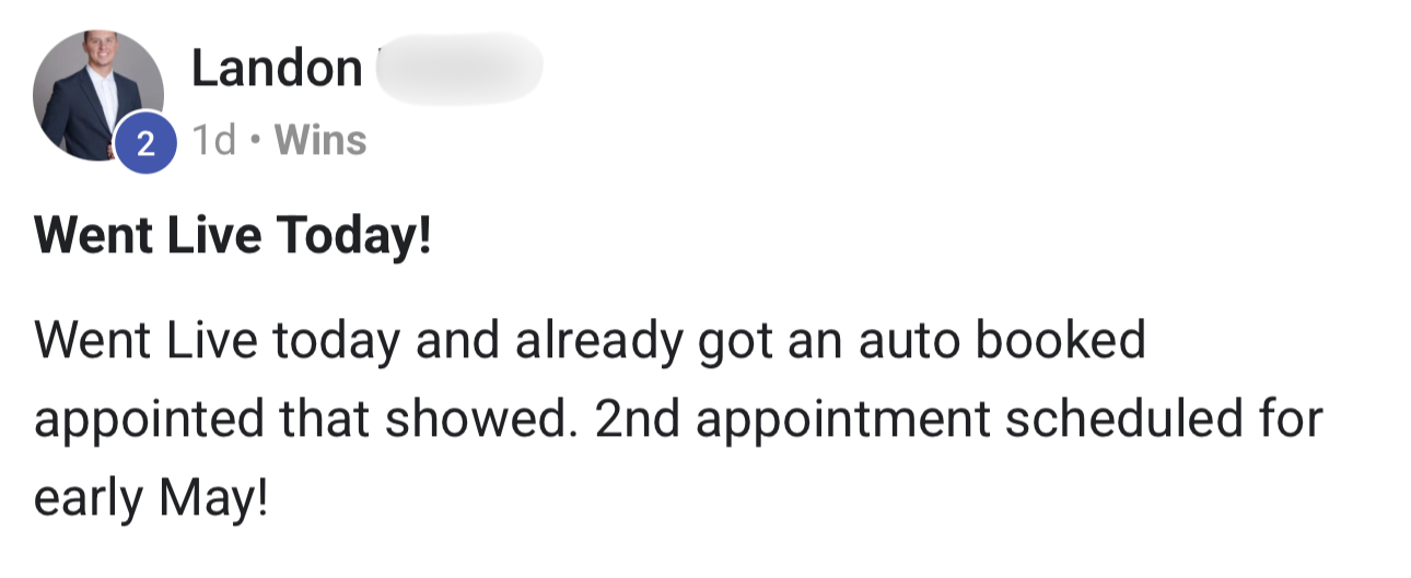 Anonymized Medicare Masters client-reported lead flow result