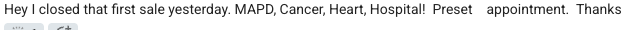 Anonymized Medicare Masters client-reported sales result